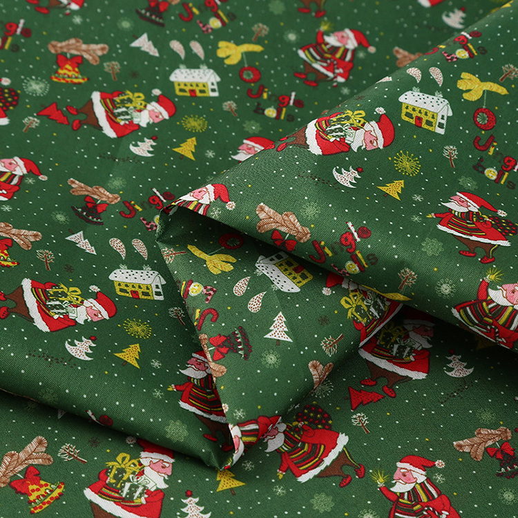 Stock Woven Christmas Decoration Fabric Breathable Digital Printing Christmas Fabric For Decoration