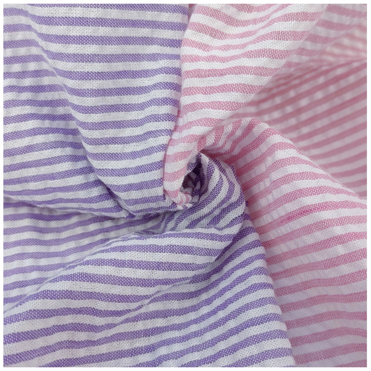 stock cheap dresses cloth fashion fabric bubble garment 100 polyest yarn dyed stripe breathable shirt fabrics for clothing