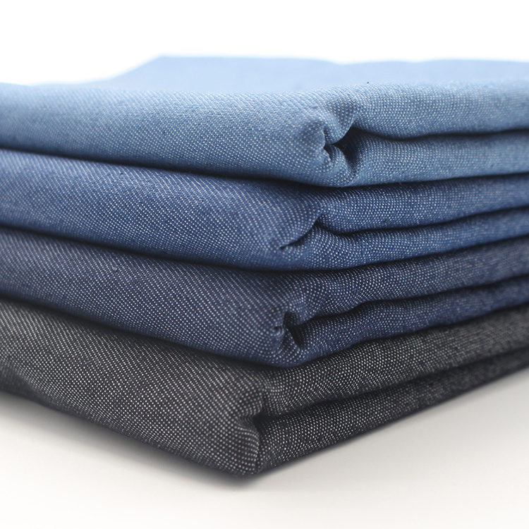 150D Cotton Polyester Lighted Weight Denim Fabric 6OZ Stock Lot Indigo Washed Cheap Jeans Fabric