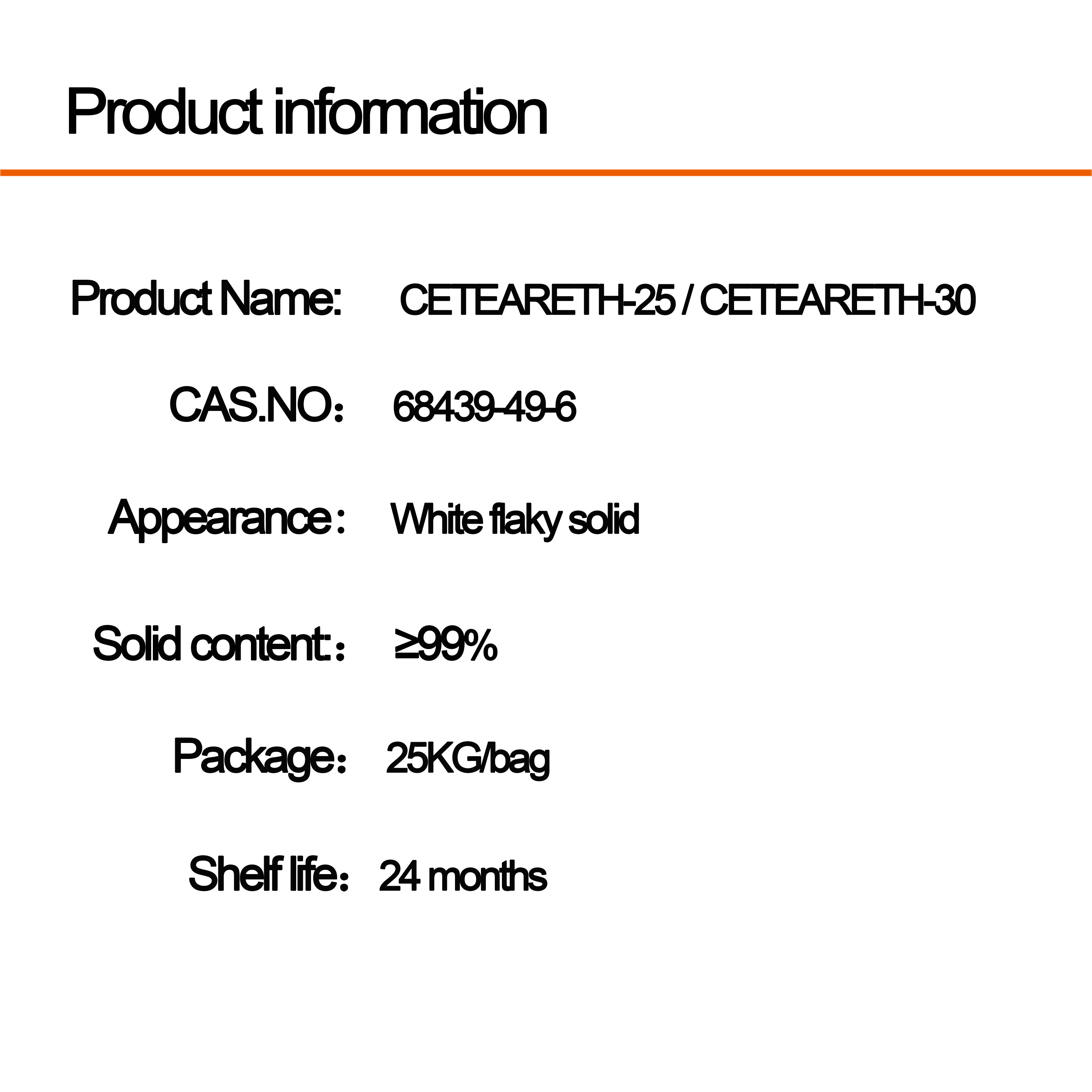 Ceteareth-30 CAS 68439-49-6  Alkyl alcohol ethoxylate Cosmetic Raw Materials Emulsifying agent Factory price