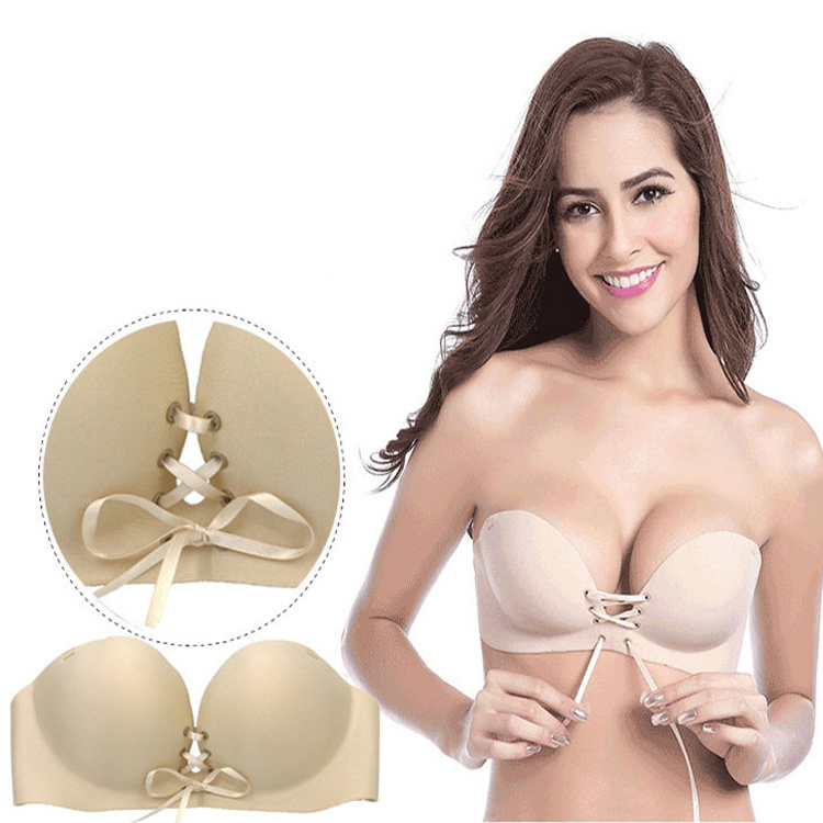 Sexy 4D inflatable gather invisible push up air pump bra tube top wedding dress bra