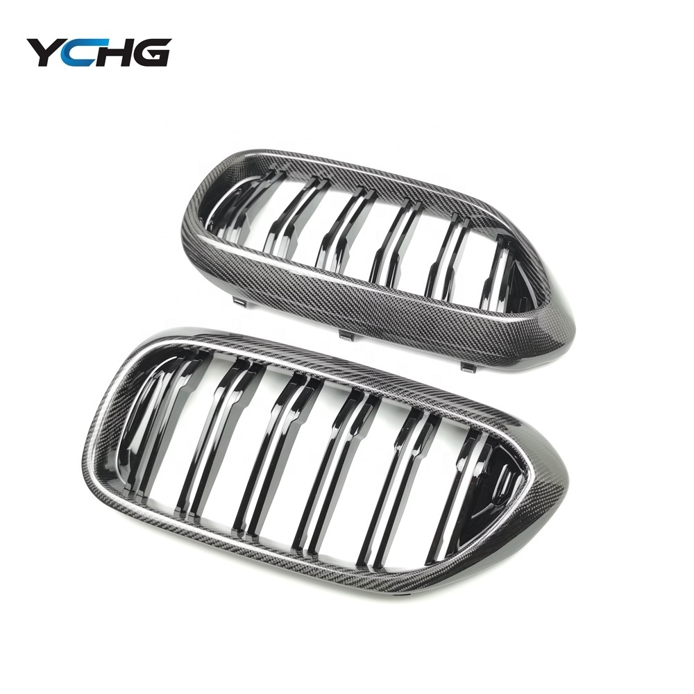 G30 Double Slat Carbon Fiber Front Bumper Kidney Grill For BMW 5 Series pre-lci G30 G31 F90 M5 2017-2019 car part