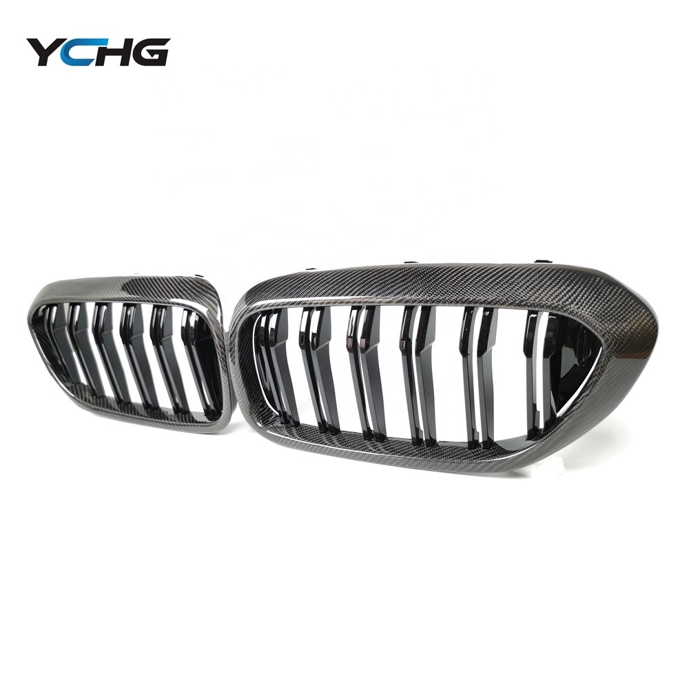 G30 Double Slat Carbon Fiber Front Bumper Kidney Grill For BMW 5 Series pre-lci G30 G31 F90 M5 2017-2019 car part