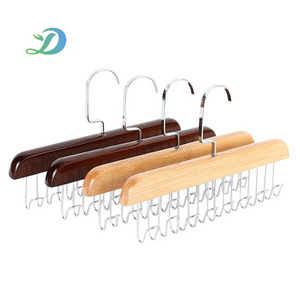 Wholesale Wooden Underwear Hanger Multifunctional Practical Solid Wood Belt Tie Hanger