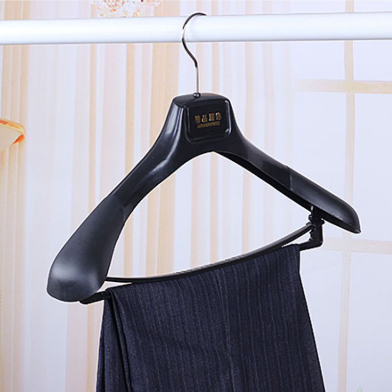 Luxury Suit Hanger Clothes Hotel Guestroom Hanger with  Bar Black Coat Plastic Hanger