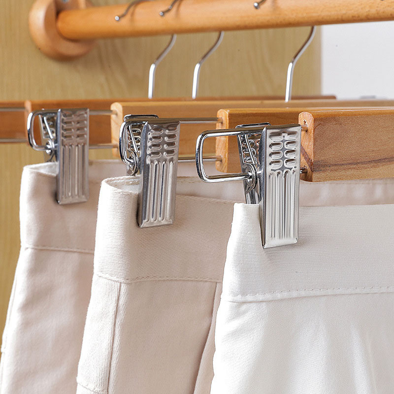 Wooden Pants Hangers with Adjustable Clips Wood Skirt Hangers Trousers Bottom Hangers