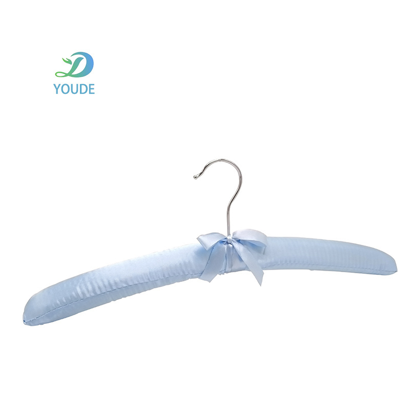 Modern Style Sky Blue Satin Padded Shirt Sweater Hangers Soft Thick Foam Silk Hangers