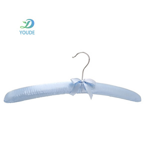 Modern Style Sky Blue Satin Padded Shirt Sweater Hangers Soft Thick Foam Silk Hangers