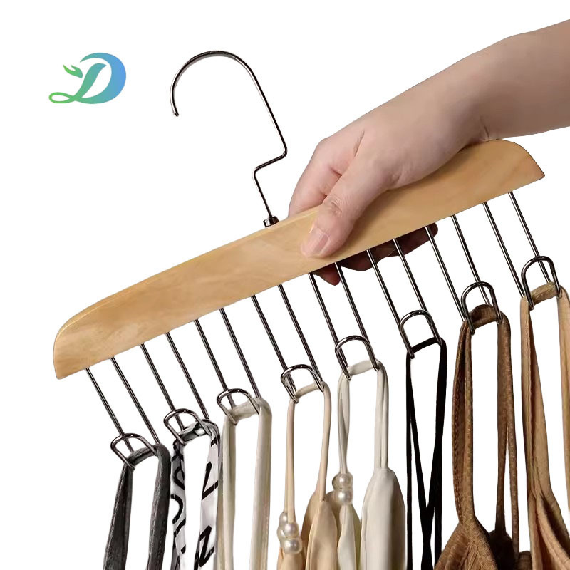 Wholesale Wooden Underwear Hanger Multifunctional Practical Solid Wood Belt Tie Hanger