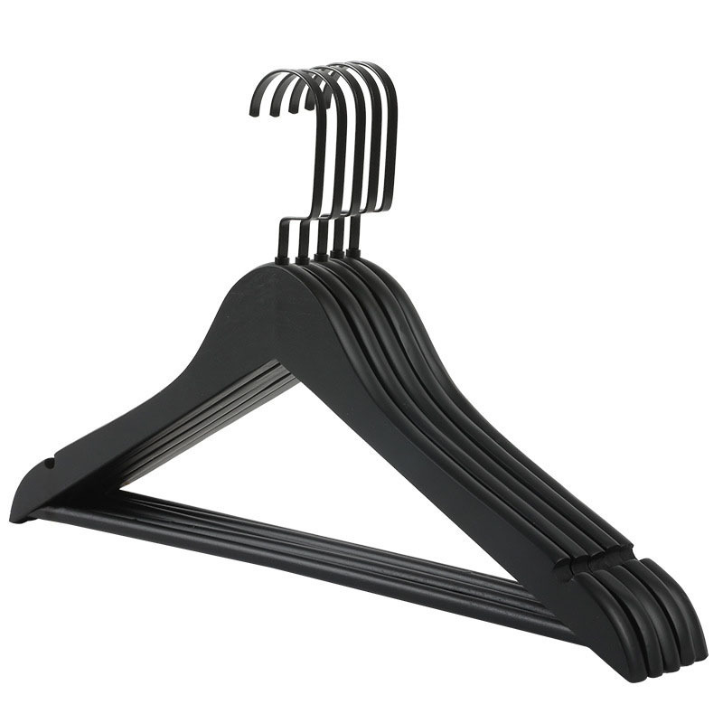 Hot Style Clothing Hanger Custom Logo Matt Black Wooden Brand Coat Suit Hangers For Clothes