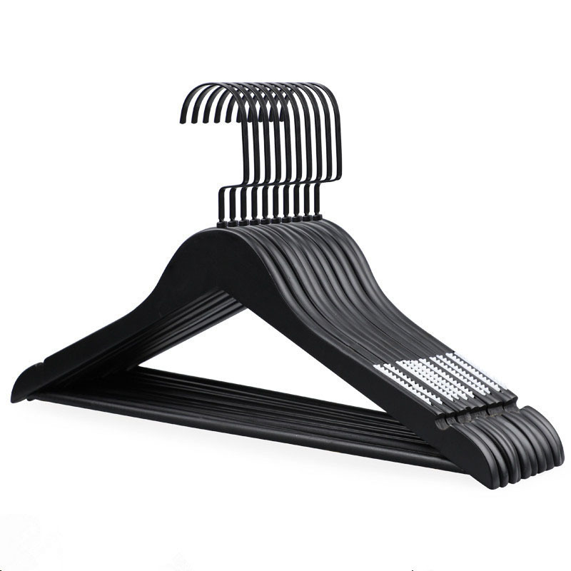 Hot Style Clothing Hanger Custom Logo Matt Black Wooden Brand Coat Suit Hangers For Clothes