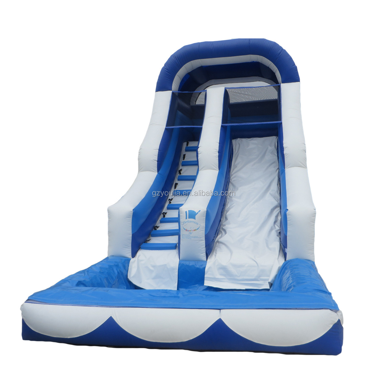 YOJA/OEM 2021 new arrival Blue Adults and Kids Inflatable water slide with big swimming pool for rental or sale