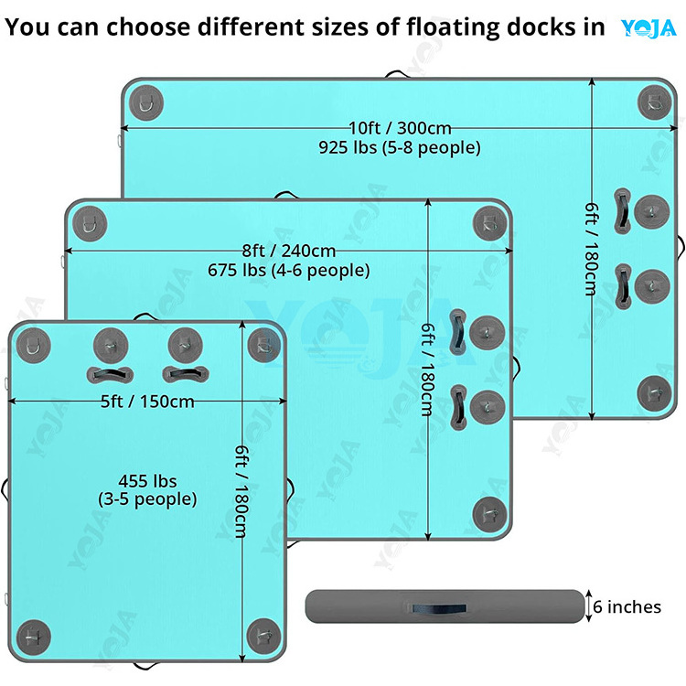 Inflatable Floating Dock Air Dock Platform Floating Island Raft with None-Slip Surface for Pool Beach Ocean