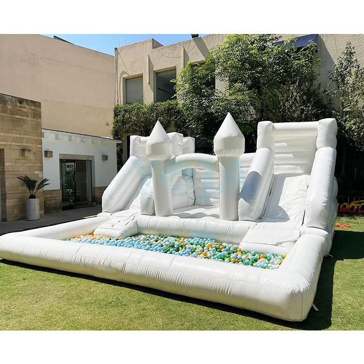 OEM Large PVC White inflatable bouncy house slide combo Castle with Slide Ball Pit  Holiday Decorative Trampoline Game Supplies