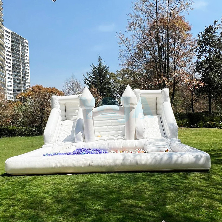 OEM Large PVC White inflatable bouncy house slide combo Castle with Slide Ball Pit  Holiday Decorative Trampoline Game Supplies