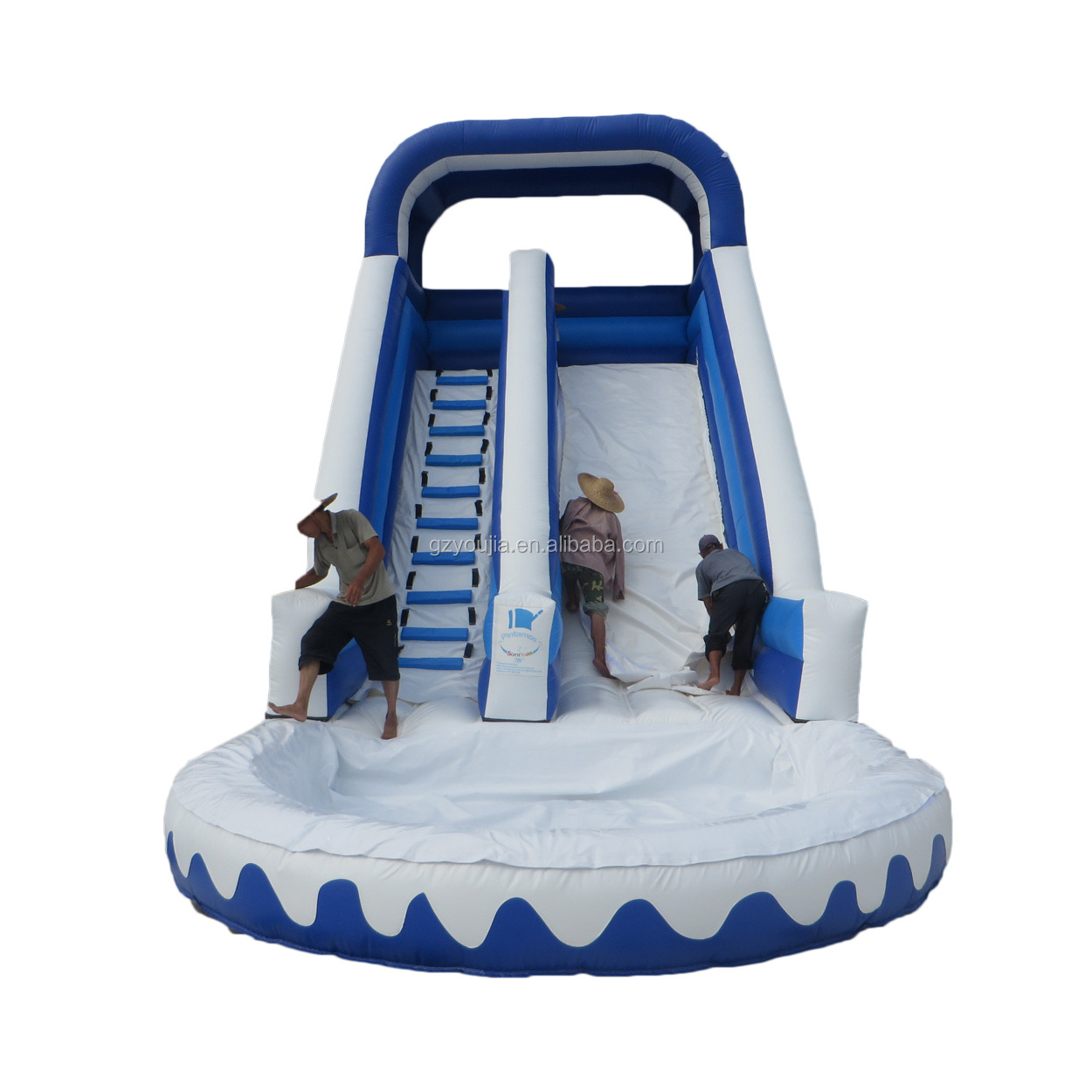 YOJA/OEM 2021 new arrival Blue Adults and Kids Inflatable water slide with big swimming pool for rental or sale