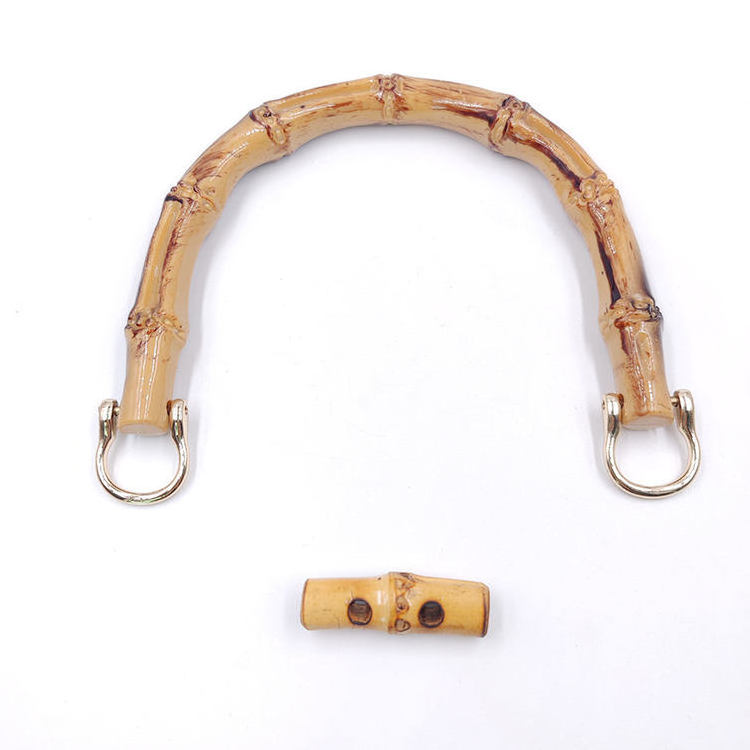 BD063007 New Design DIY Handbag Handle Jute Bag Hardware 13cm 16cm Plastic Bamboo Bag Buckles Handles Sets With Metal Base