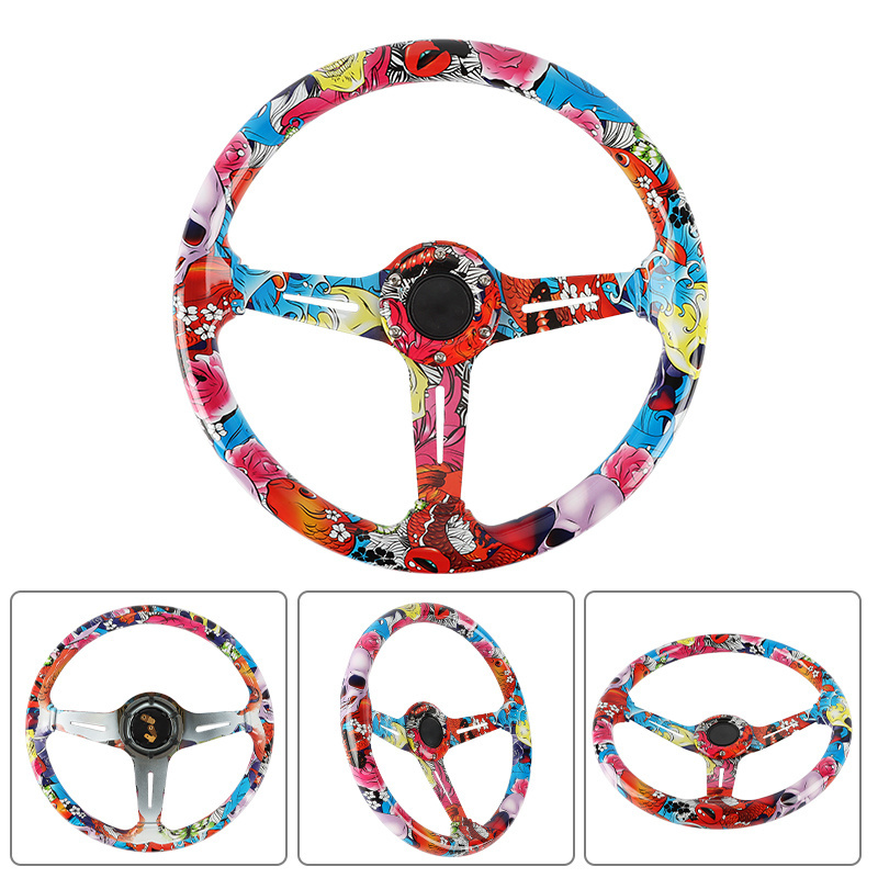 New cartoon pattern printing Steering wheel 14inch 350mm racing Steering wheel acrylic ordinary racing steering wheel