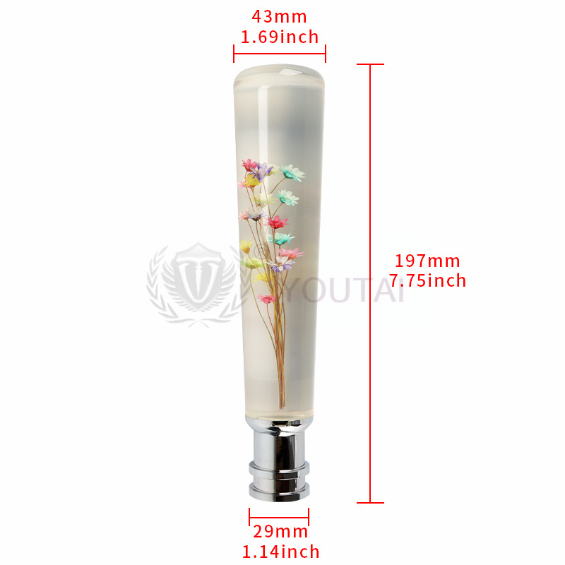 JDM universal led light shift knob seven-color flower transparent acrylic 20cm dildo resin gear knob