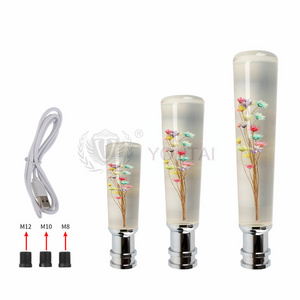 JDM universal led light shift knob seven-color flower transparent acrylic 10cm dildo resin gear knob