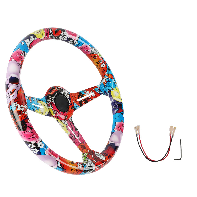 New cartoon pattern printing Steering wheel 14inch 350mm racing Steering wheel acrylic ordinary racing steering wheel