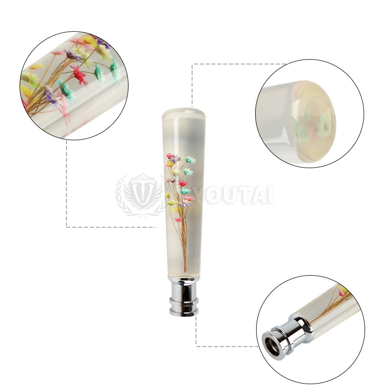 JDM universal led light shift knob seven-color flower transparent acrylic 20cm dildo resin gear knob