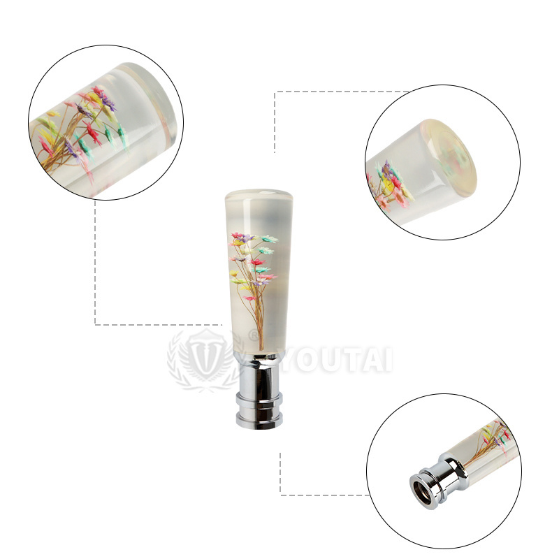 JDM universal led light shift knob seven-color flower transparent acrylic 10cm dildo resin gear knob