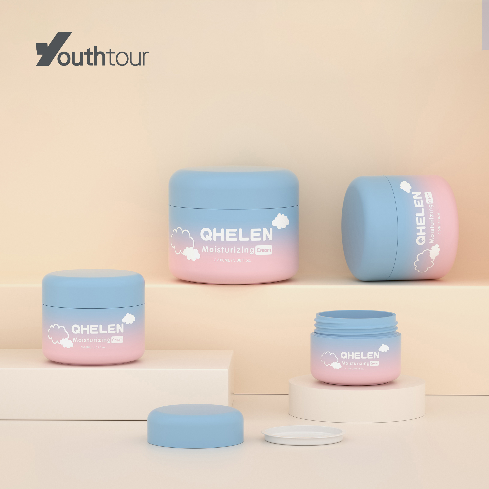 Plastic cosmetic empty 20ml 30ml 80ml 100ml PP eye face cream jar with lid custom plastic container packaging with screw cap