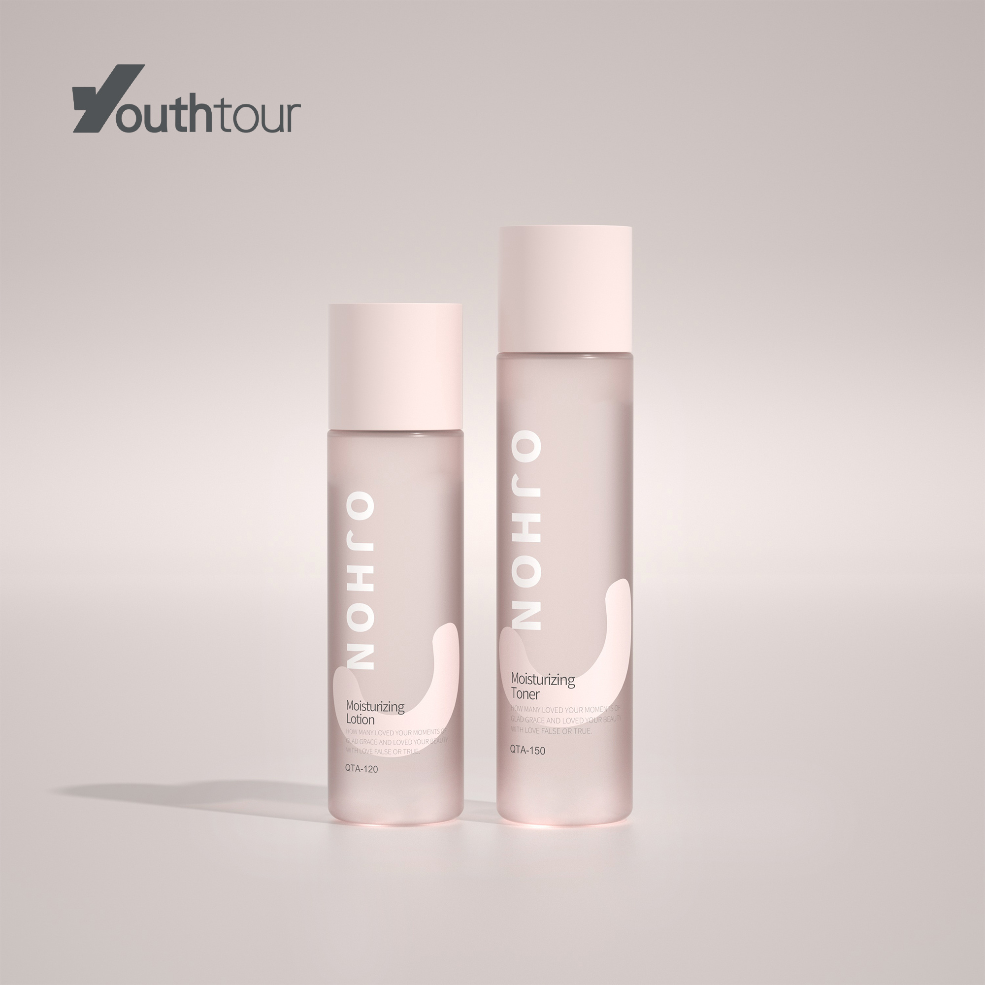 QTA Cosmetic Packaging pink PETG essence toner lotion bottle straight shoulders and bottom 30ml, 50ml, 80ml,100ml,120,150m,200ml