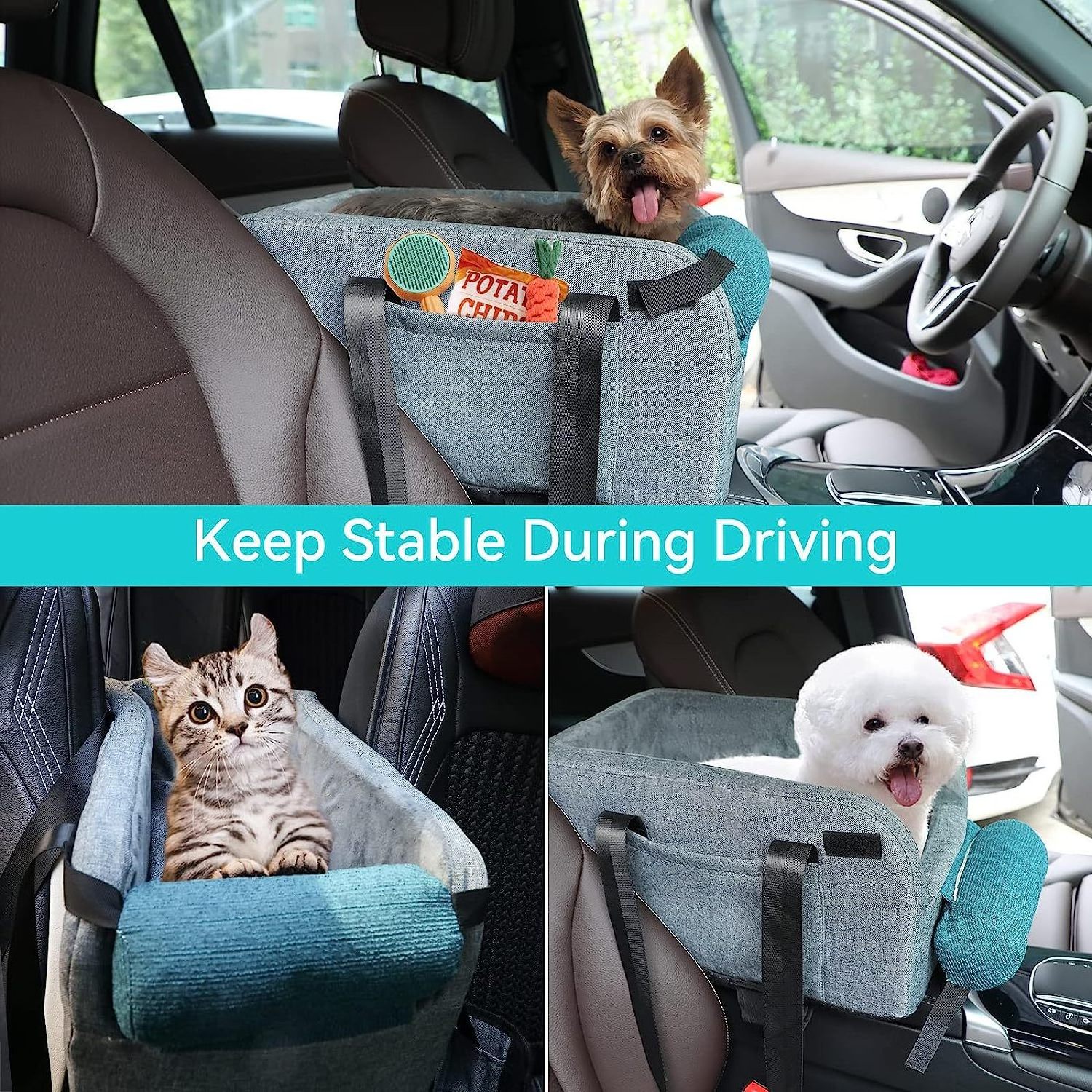 Manufacture Wholesale Portable Fully Detachable Travel Pet Dog Car Center Console Armrest Booster Seat