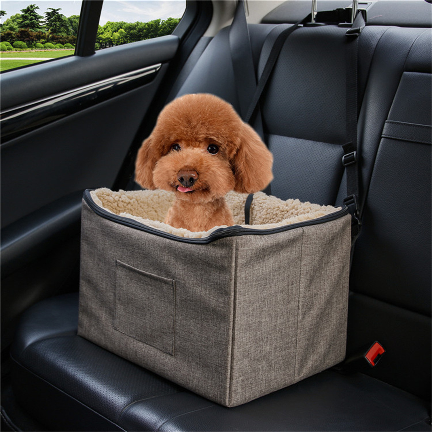 Customize Wholesale Dog Backseat Cover Waterproof Foldable Travel Small Dog Car Booster Middle Center Console Seat With Belt