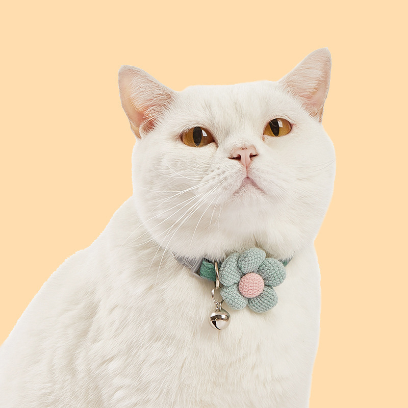 Flower design velvet collar cheaper colorful cat collar set soft padding match bow tie cat laser collar