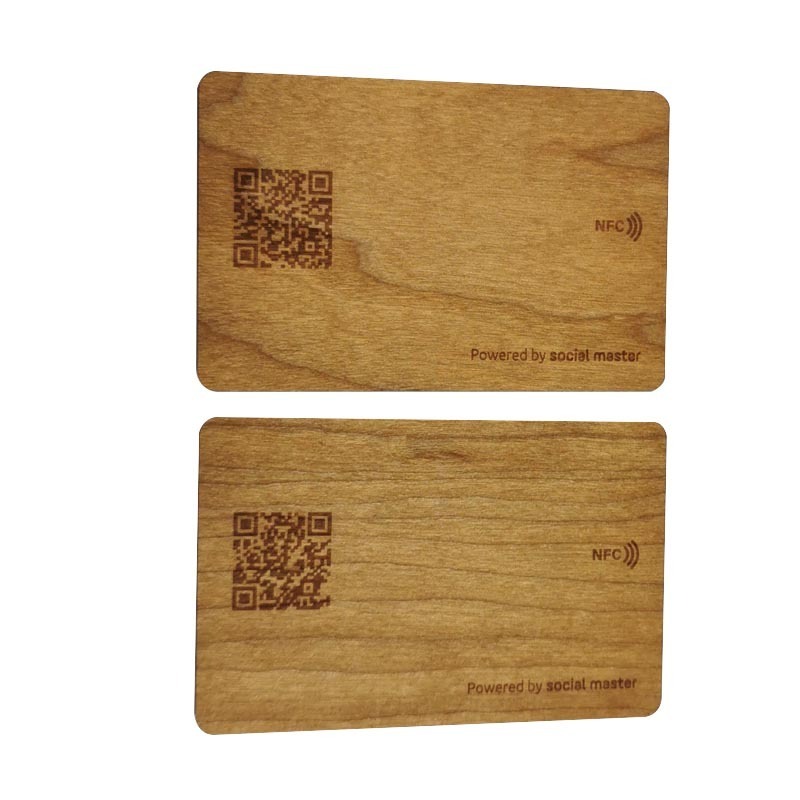 Eco friendly nfc wooden card blank printable 13.56mhz nfc contactless bamboo gift card for business card use