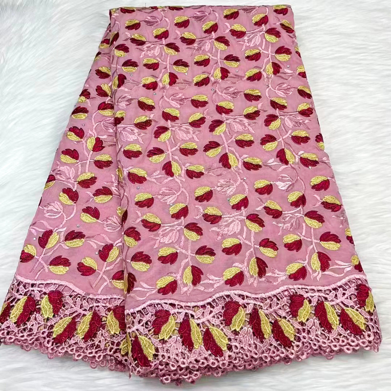 Newest High Quality Swiss Cotton Voile Lace African Austria Swiss Voile Lace Fabric For Dress