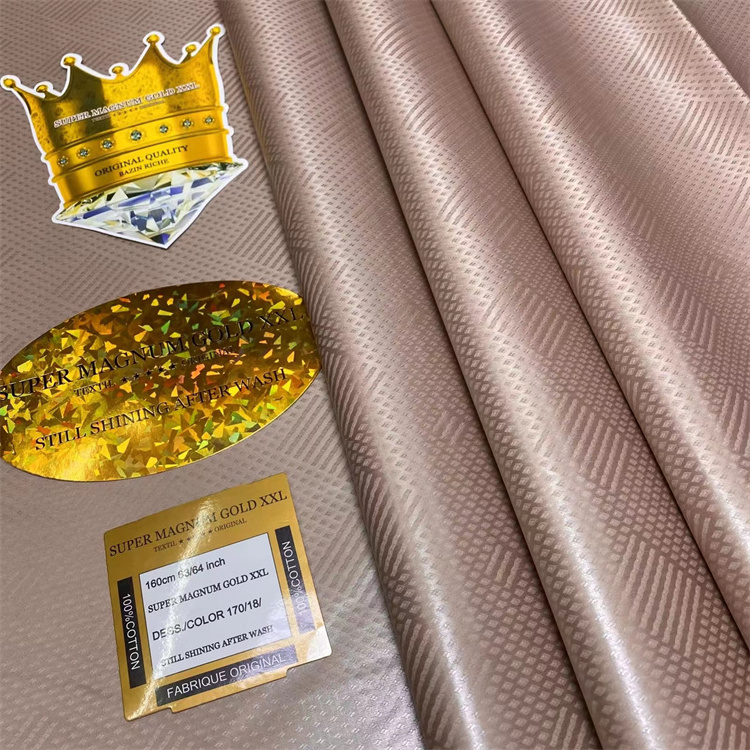 High Quality Super Magnum Gold Bazin Riche Vip 100% Cotton Shining Bazin Riche Fabric