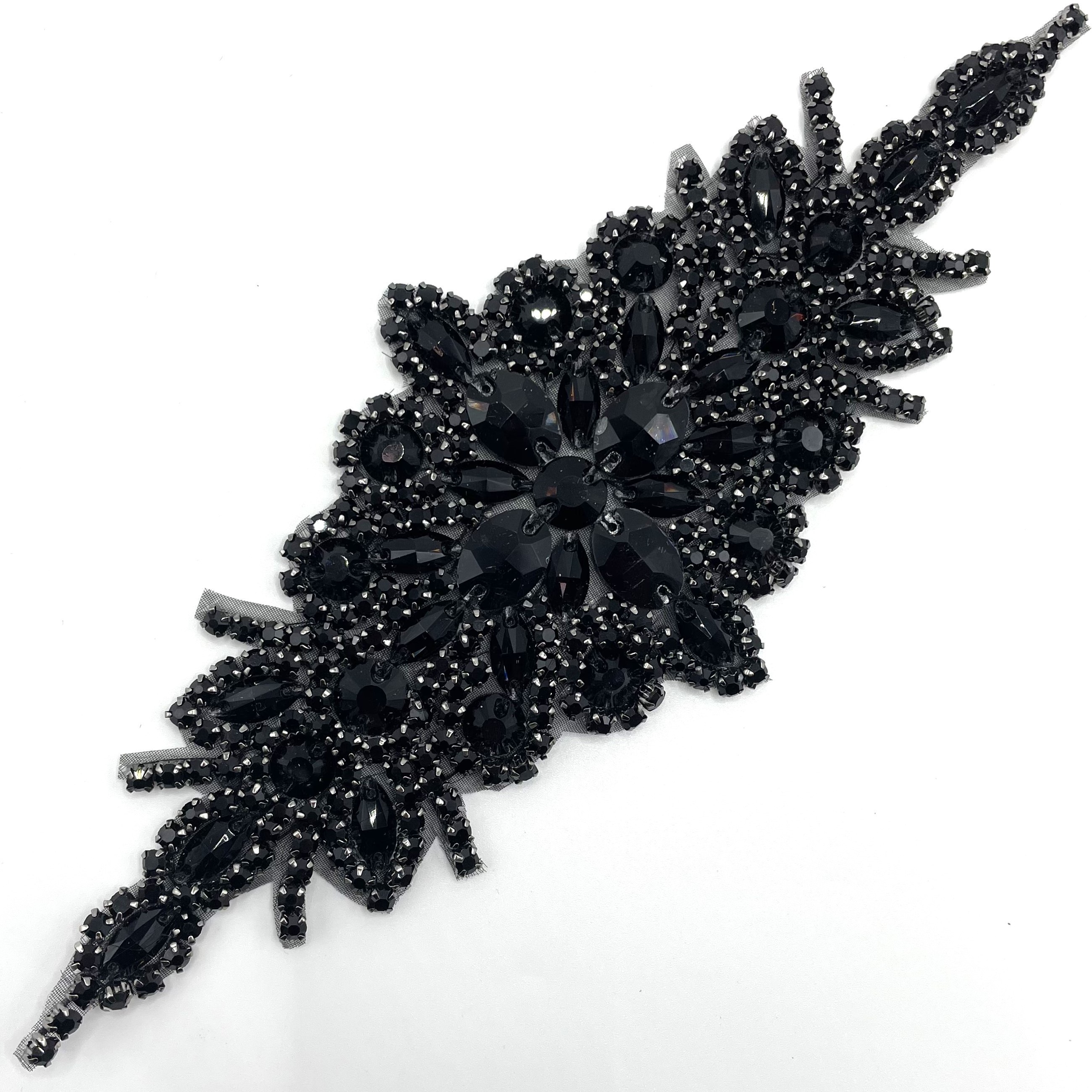 Fashion wholesale black glass rhinestone handmade sewing accessories decoration for wedding belt