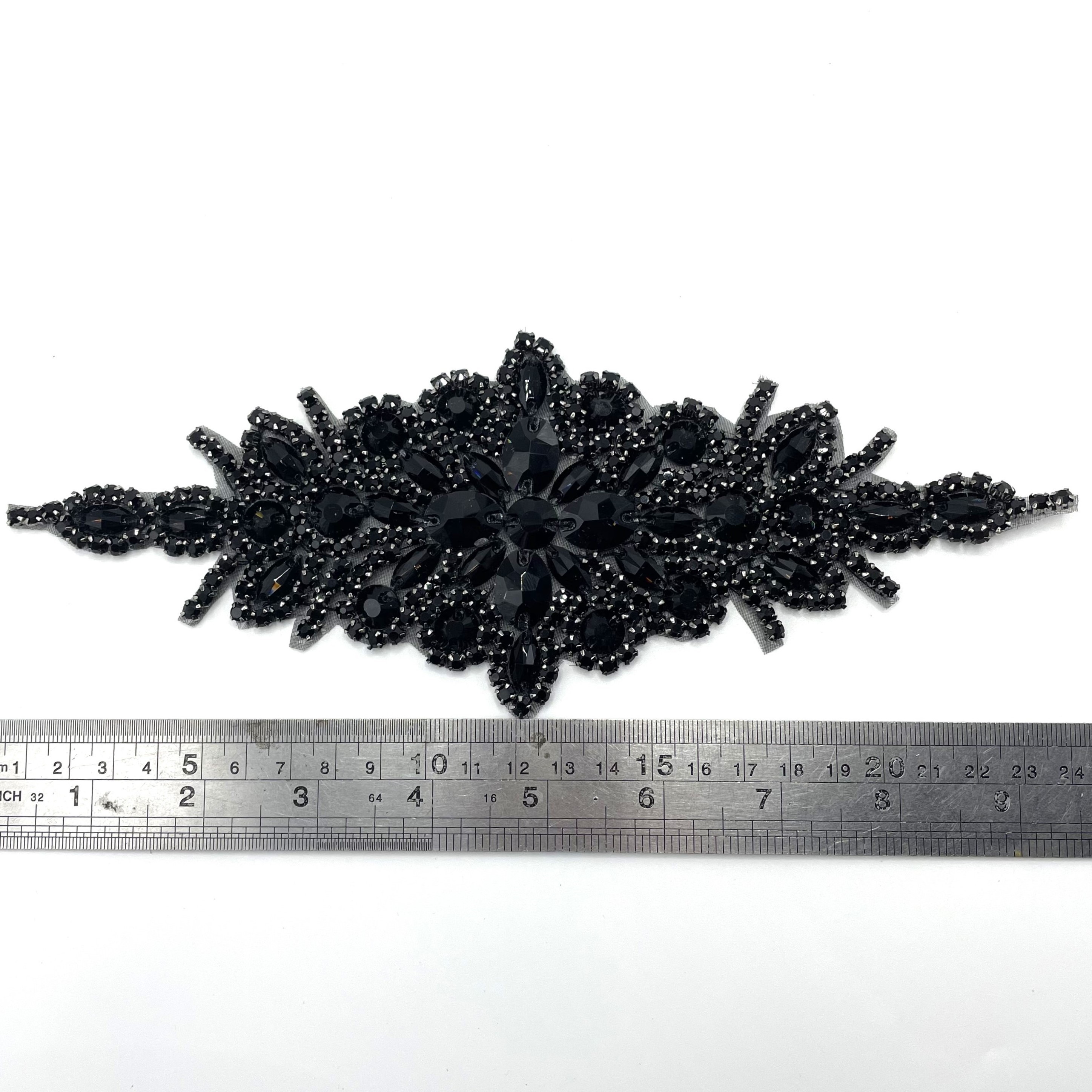 Fashion wholesale black glass rhinestone handmade sewing accessories decoration for wedding belt