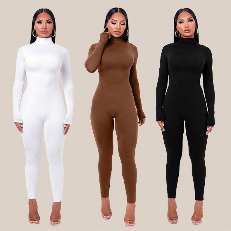 2023 New Arrivals Casual Women One Piece Jumpsuits Plain Rompers Jumpsuit Fall jumpsuit 2023