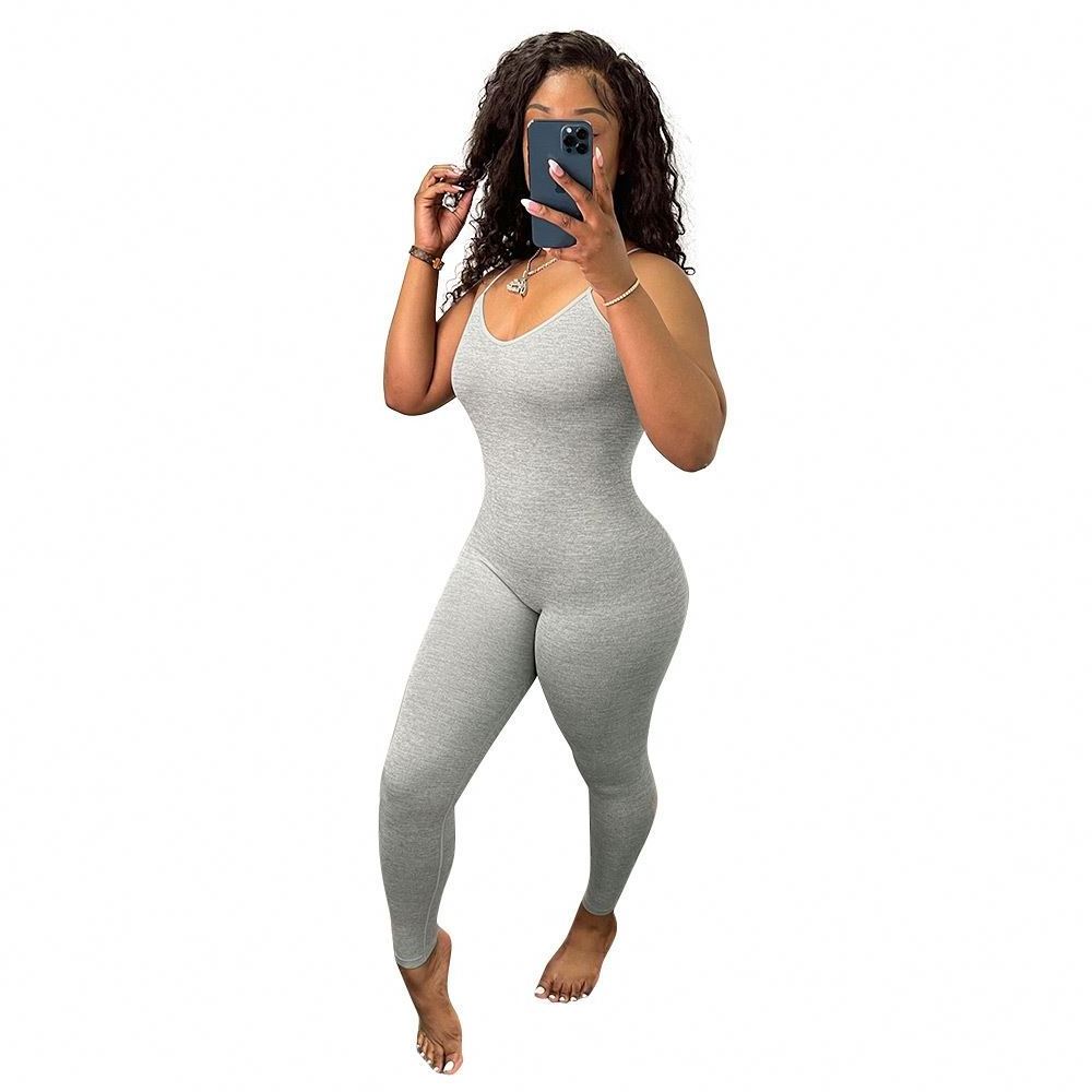 2023 Hot Sale Summer Jumpsuit Spaghetti Straps Bodysuit Slim Romper And Jumpsuit Women Outfit Plain One Piece Jumpsuits