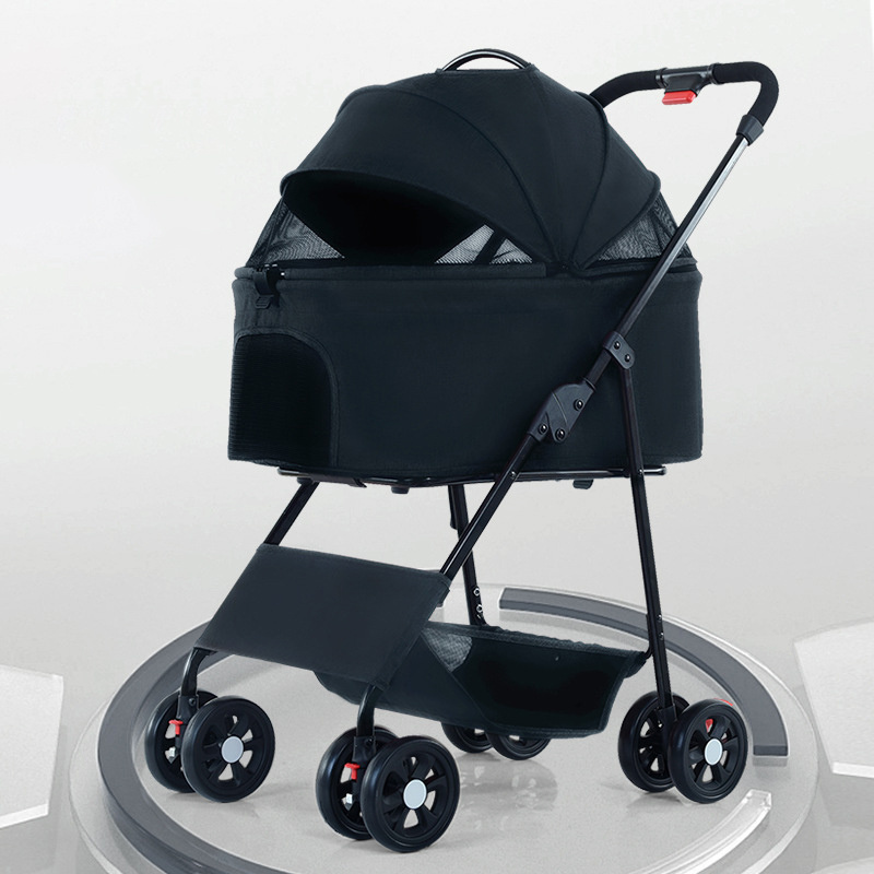 Stroller Outdoor Luxury Foldable 4 Wheels Pet Stroller with Storage Basket Travel Bag baby stroller