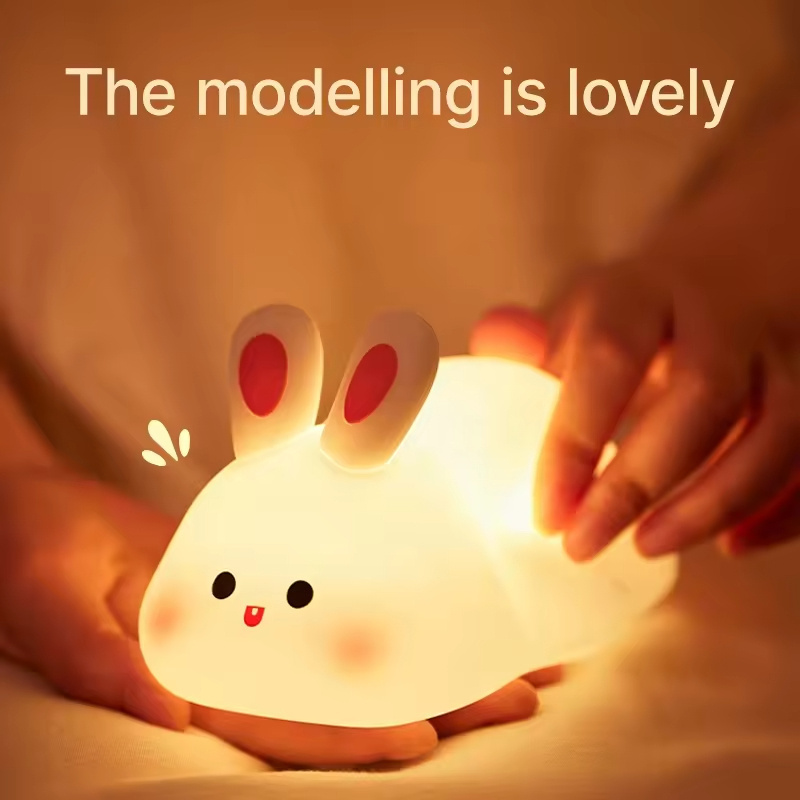 Children's Toys Decompression Lamp LED Bedside Night Lights Silicone Animal Cute Silicone Kids Night light Bunny Lamp Light