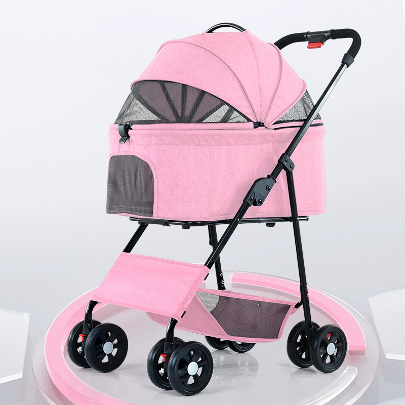 Stroller Outdoor Luxury Foldable 4 Wheels Pet Stroller with Storage Basket Travel Bag baby stroller