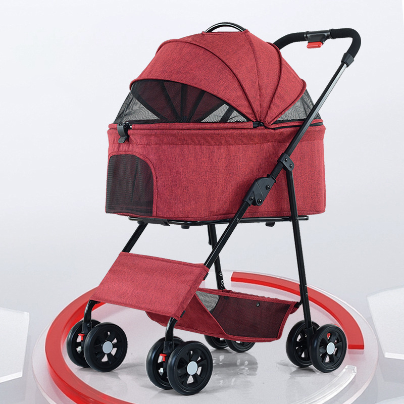 Stroller Outdoor Luxury Foldable 4 Wheels Pet Stroller with Storage Basket Travel Bag baby stroller