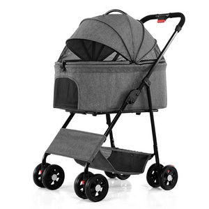 Stroller Outdoor Luxury Foldable 4 Wheels Pet Stroller with Storage Basket Travel Bag baby stroller