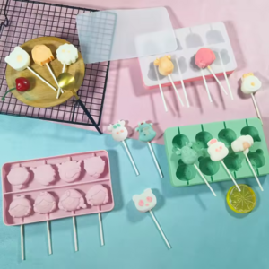 Baby cartoon cute animal Lollipop Silicone Mold DIY Pudding Popsicle Jelly Ice Cream Cheese Stick Mold with Lid