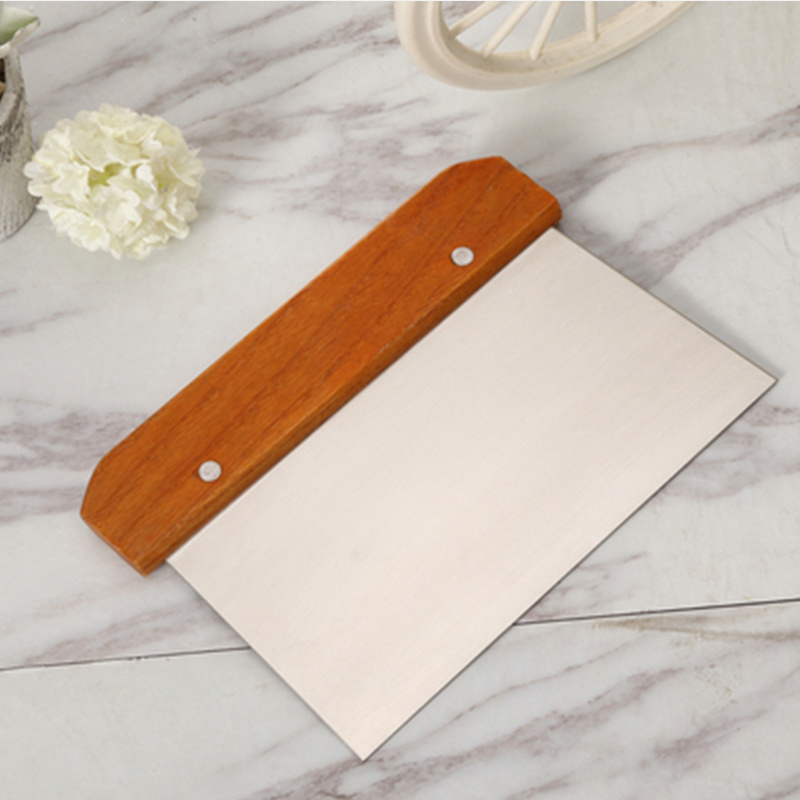 Handmade Red wooden handle scraper bread shovel stainless steel kitchen dough scraper