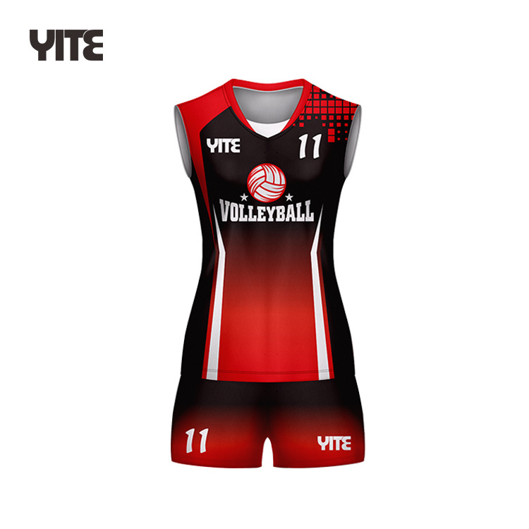 Latest  Custom Black And Red Volleyball Uniform Design Team  Mens Wear Volleyball Jersey