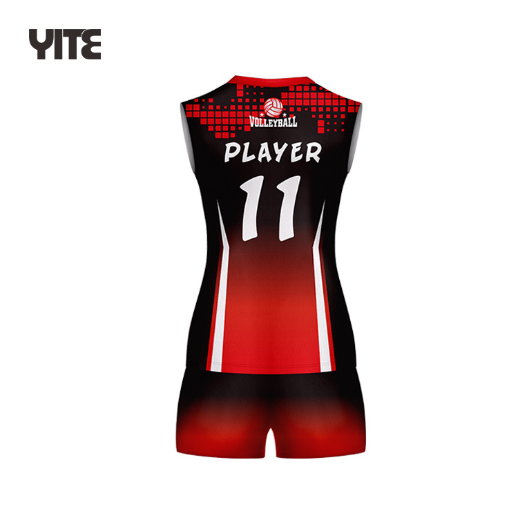 Latest  Custom Black And Red Volleyball Uniform Design Team  Mens Wear Volleyball Jersey