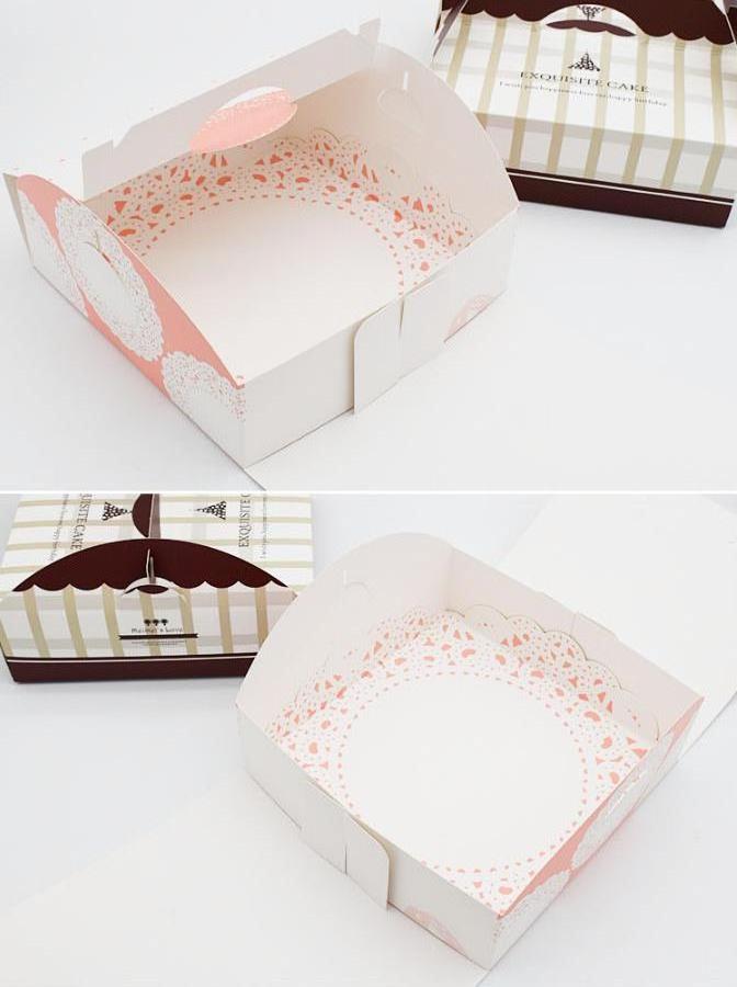 Korean Bakery Packaging Pink Lace 6-inch Portable Pizza Box Cheese and Cheese Cake Pastry Box