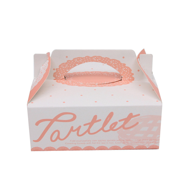 Korean Bakery Packaging Pink Lace 6-inch Portable Pizza Box Cheese and Cheese Cake Pastry Box